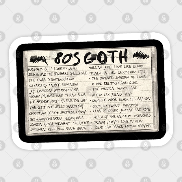 80's Goth Mix Tape Cassette Sticker by darklordpug